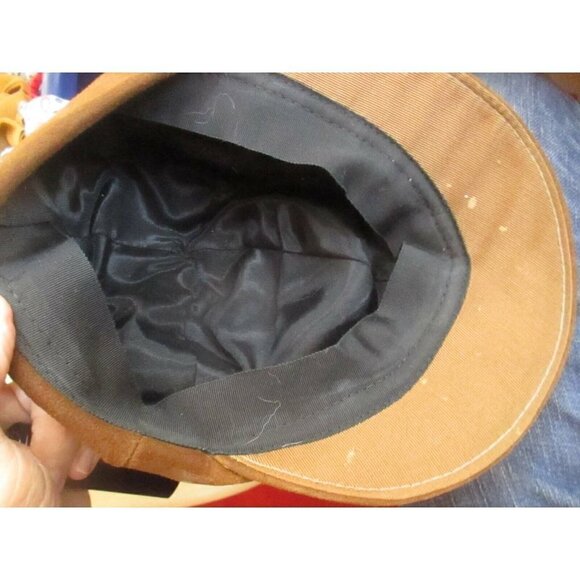 True Vtg 50s SUEDE LEATHER PATIAN Hat Newsboy Cabbie Cap SMALL - Picture 5 of 5